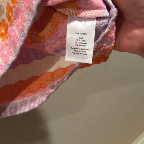 NWT L*Space Striped Floral Crop Polo Top in Pink, Orange and White Small - Picture 4 of 5